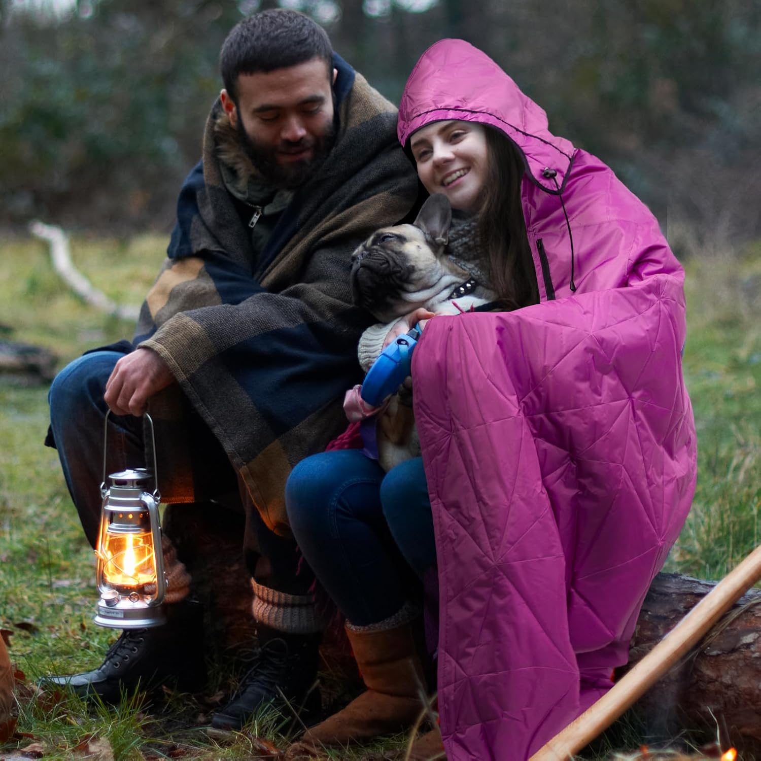 Large Outdoor Waterproof Blanket Extra Thick Fleece Stadium Blanket for Camping, Car, Pet, Picnics - Windproof, Wearable, Machine Washable 80" x 58" (Rose Purple,Hooded) - Image 8