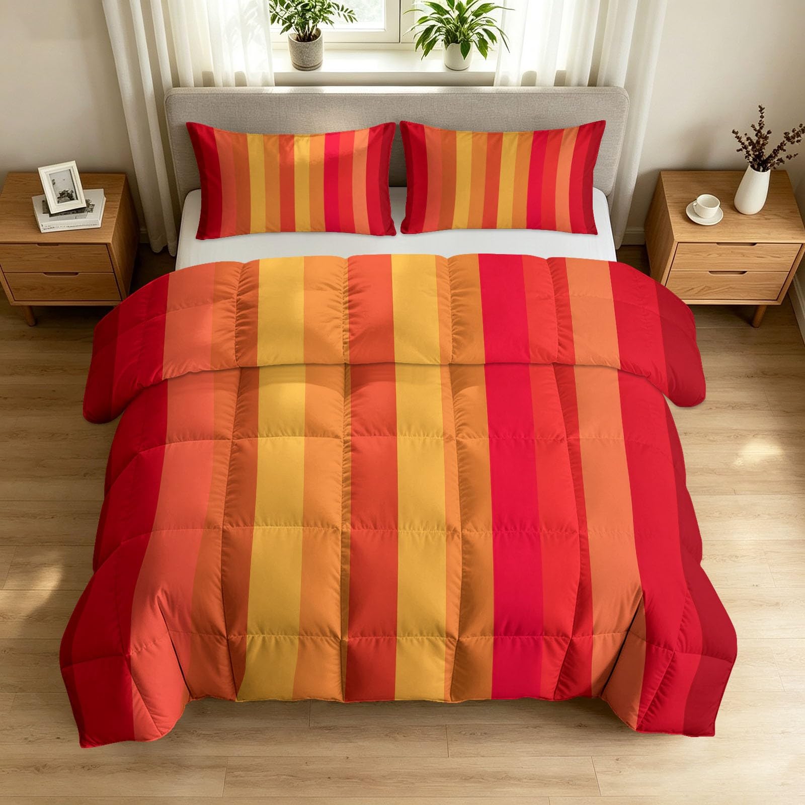 Edredón de 7,5 tog doble reversible con 2 fundas de almohada de rayas gris de 200x200 cm