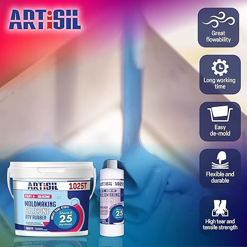 Miniatura 3 de 1025T - Juego de moldes de silicona especiales de 25 durómetros con 1 galón parte A y 0.8 libras Parte B - Crea moldes de silicona avanzados para