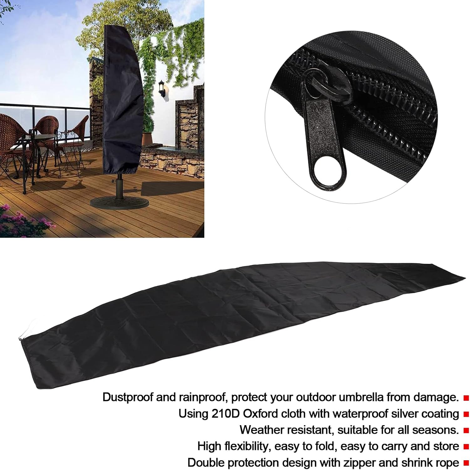 Dilwe Umbrella Cover, Patio Umbrella Cover 210D Oxford Offset Covers for Outdoor Market Yard