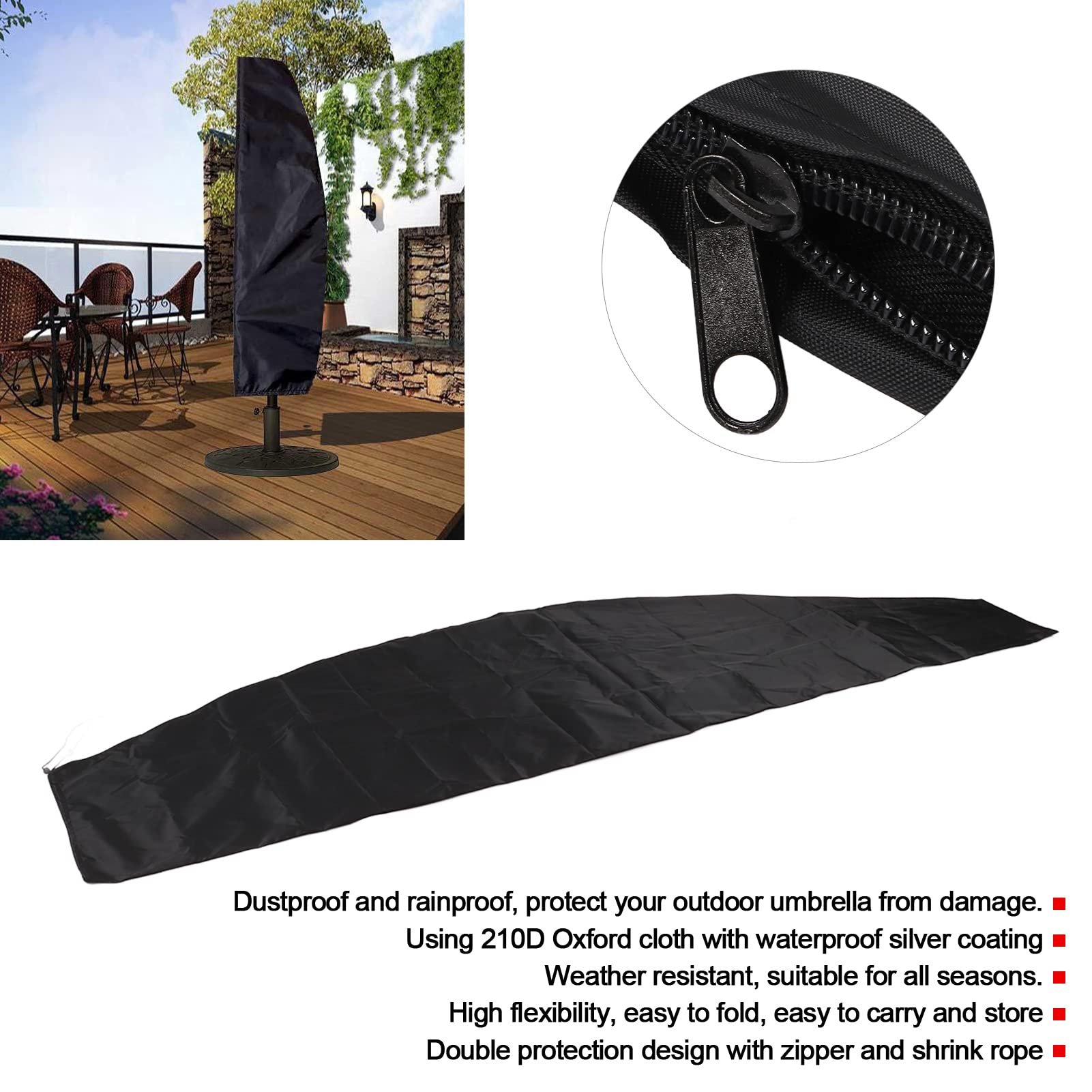 Pokrowiec Na Parasol Na Patio 210d Oxford Uniwersalny Na Wiosnę, Lato, Jesień I Zimę, Deszcz I Duże Słońce Pokrowce Na Parasole Z Przesunięciem Na Zewnątrz Na Plac Targowy Mogą Dobrze Chronić Parasol