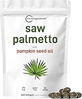 Vista 1 de Micro Ingredients Saw Palmetto con aceite de semilla de calabaza, 240 cápsulas blandas Extracto prensado en frío Ácidos grasos esenciales
