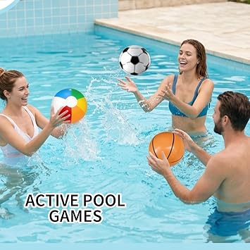 3 PCS Inflatable Beach Balls, 11 Inch Football Basketball Beach Ball Design, Beach Balls for Pool Games, Summer Party, Beach Recreation and Other Outdoor Entertainment