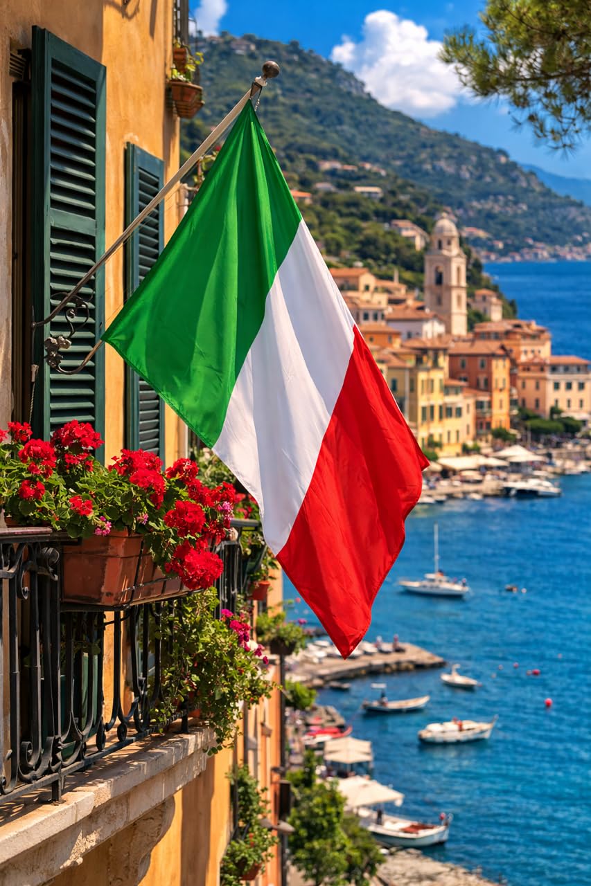 Bandiera Italiana 90x150cm, Tricolore Verde Bianco Rosso, Poliestere, per Mondiali 2026 e Eventi Sportivi (nazione)