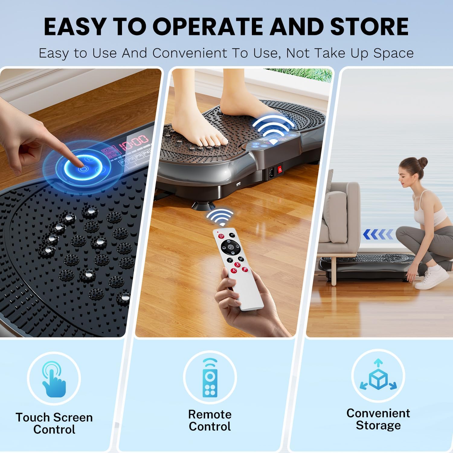 Vibration Plate Exercise Machine, Lymphatic Drainage Machine for Weight Loss, 100-Speed Platform with Remote & Bands, Quiet Full Body Vibrating Plate 500 Lbs Capacity Fitness Platform