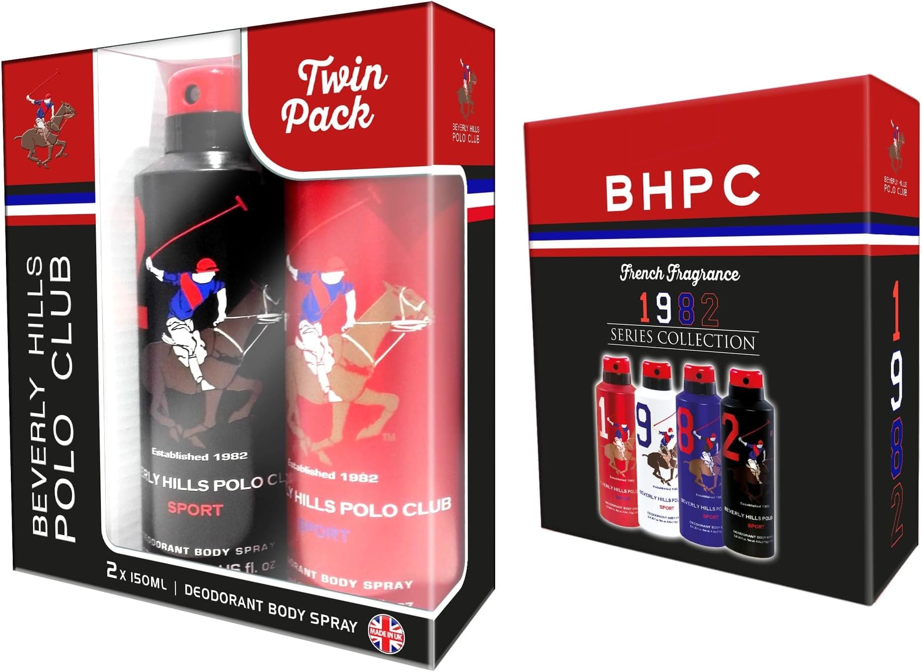 Beverly Hills Polo Club Sports Deodorant for Men (2 x 175ML) Assorted