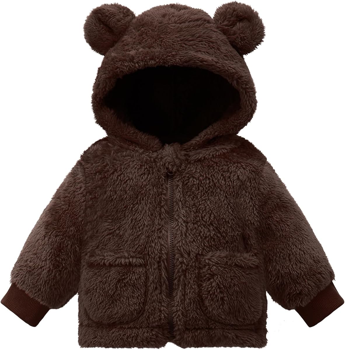 Chaqueta de invierno para bebés y niñas de 0 a 3 años de forro polar con capucha