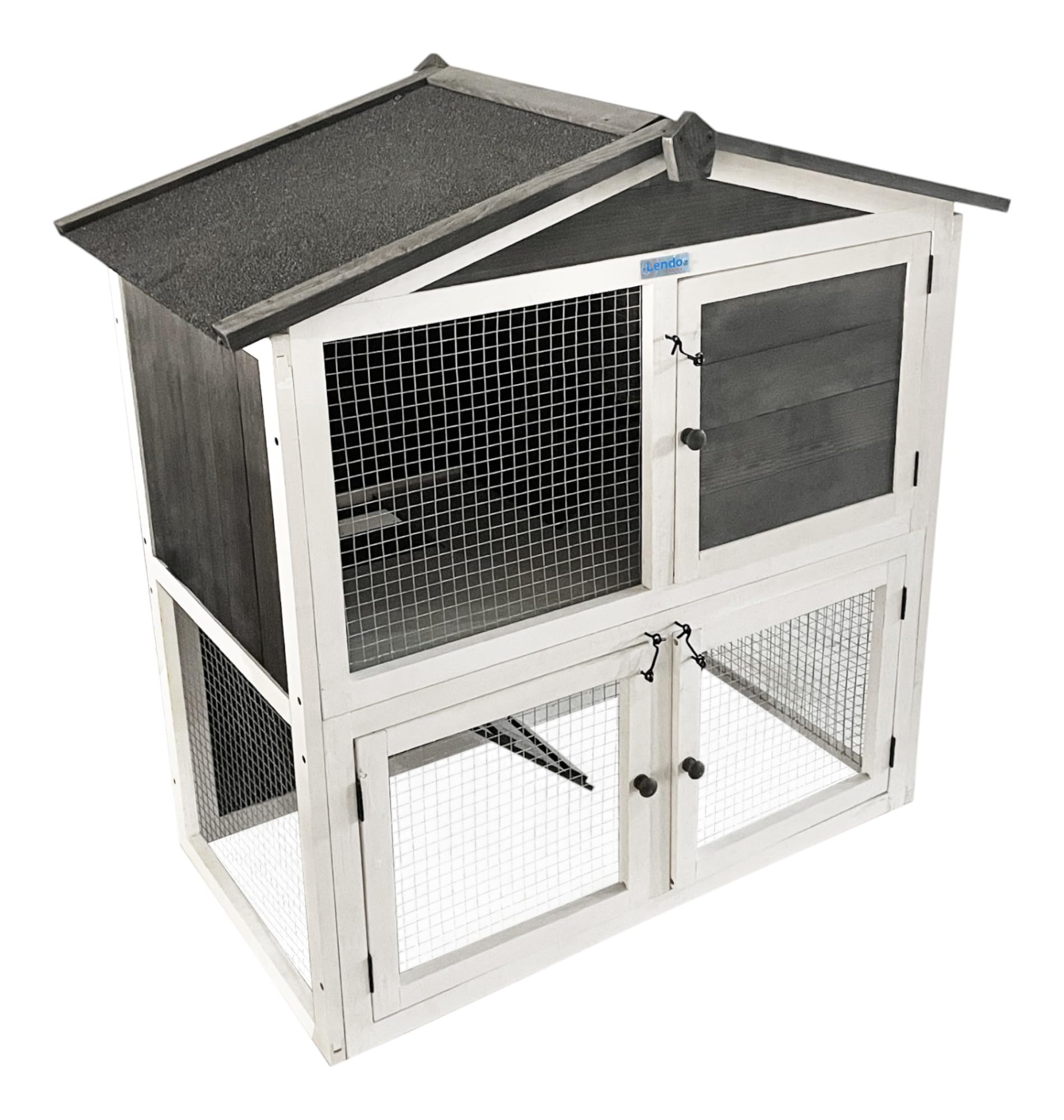 Conigliera da Esterno 94x46x96 cm – Casetta in Legno per Conigli e Cavie, Gabbia con Tetto in Asfalto, Facile da Pulire, Resistente alle Intemperie per Tutte le Stagioni (Grigio)