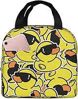 Vista 20 de Fiokroo Lonchera aislada con estampado a cuadros blancos y negros y negros, bolsa de almuerzo reutilizable para escuela, trabajo, universidad