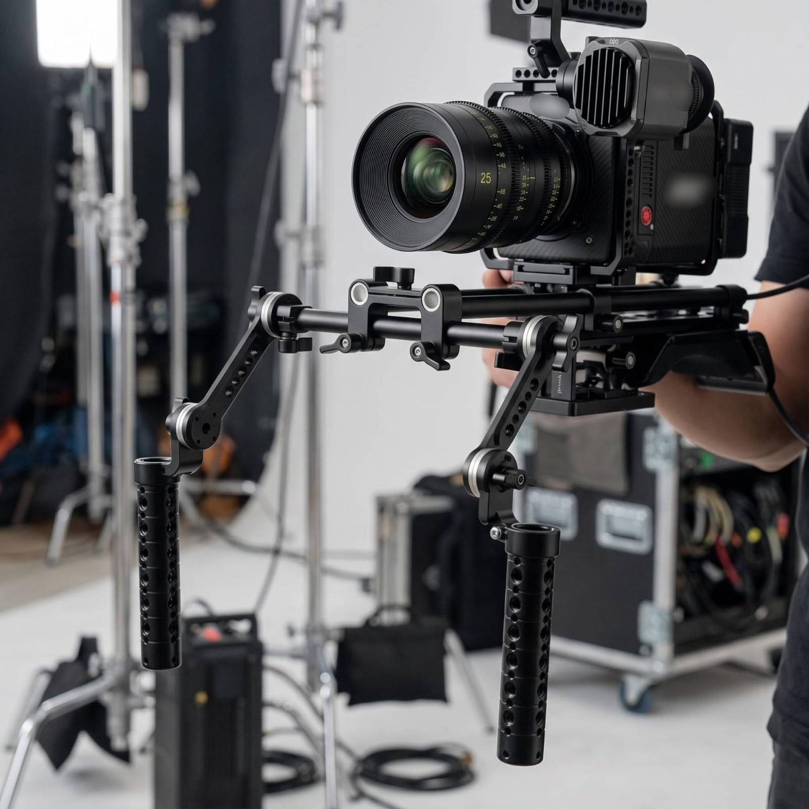 F Fityle Empuñadura para Cámara Soporte Rig Mango Agarre Brazo Extensible de Aleación de Aluminio con Abrazadera de Tubo 15 Mm y Conexión M6 Apto para Filmación Profesional Rodajes Equipo