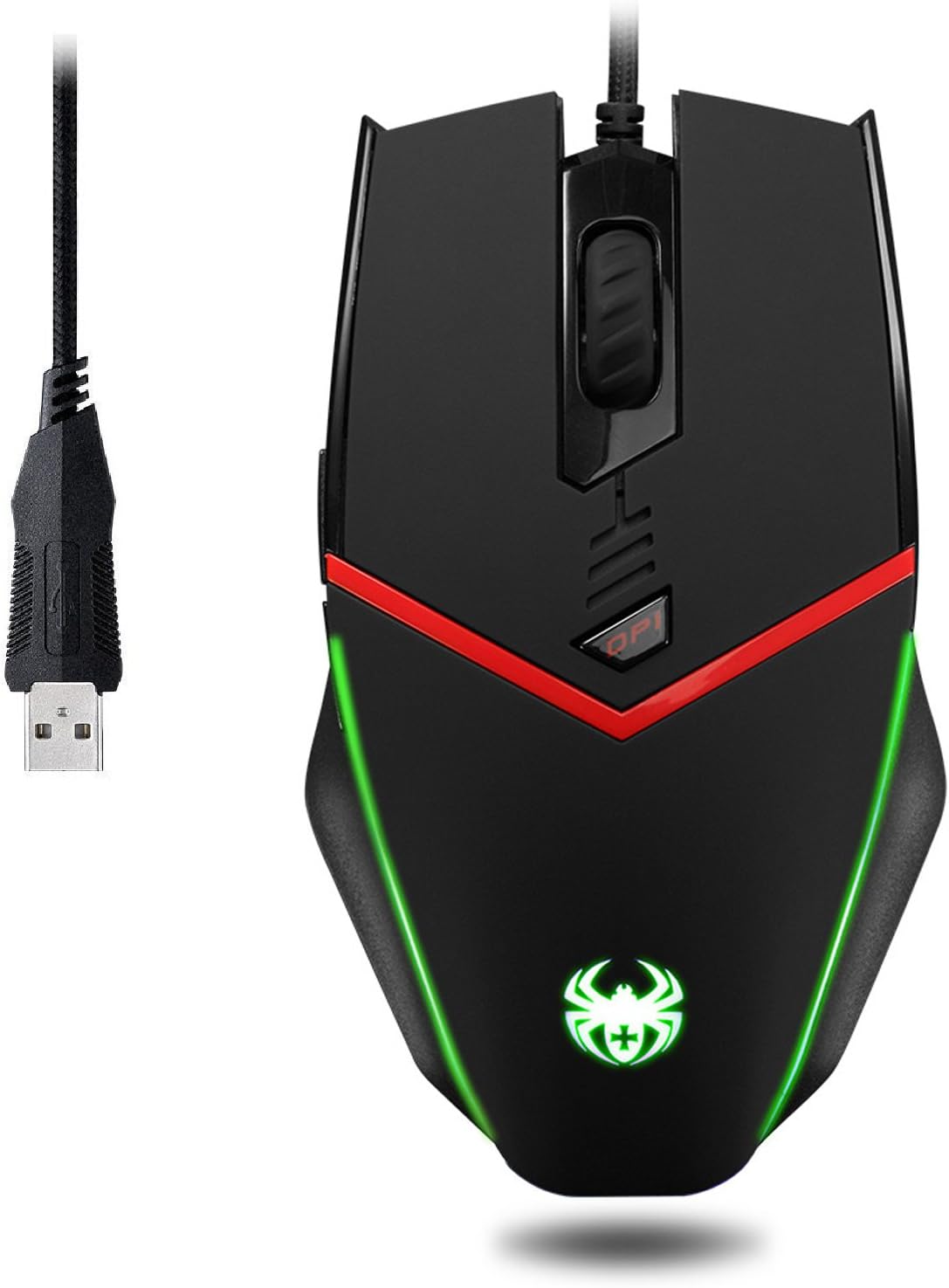 Zelotes C-13 Wired MMO Gaming Mouse, 3200DPI High Precision, 6 Programmable Buttons, Weight Tuning Set, Cool LED lights Professional PC Game Mice for Gamer Notebook, PC, Laptop,Macbook
