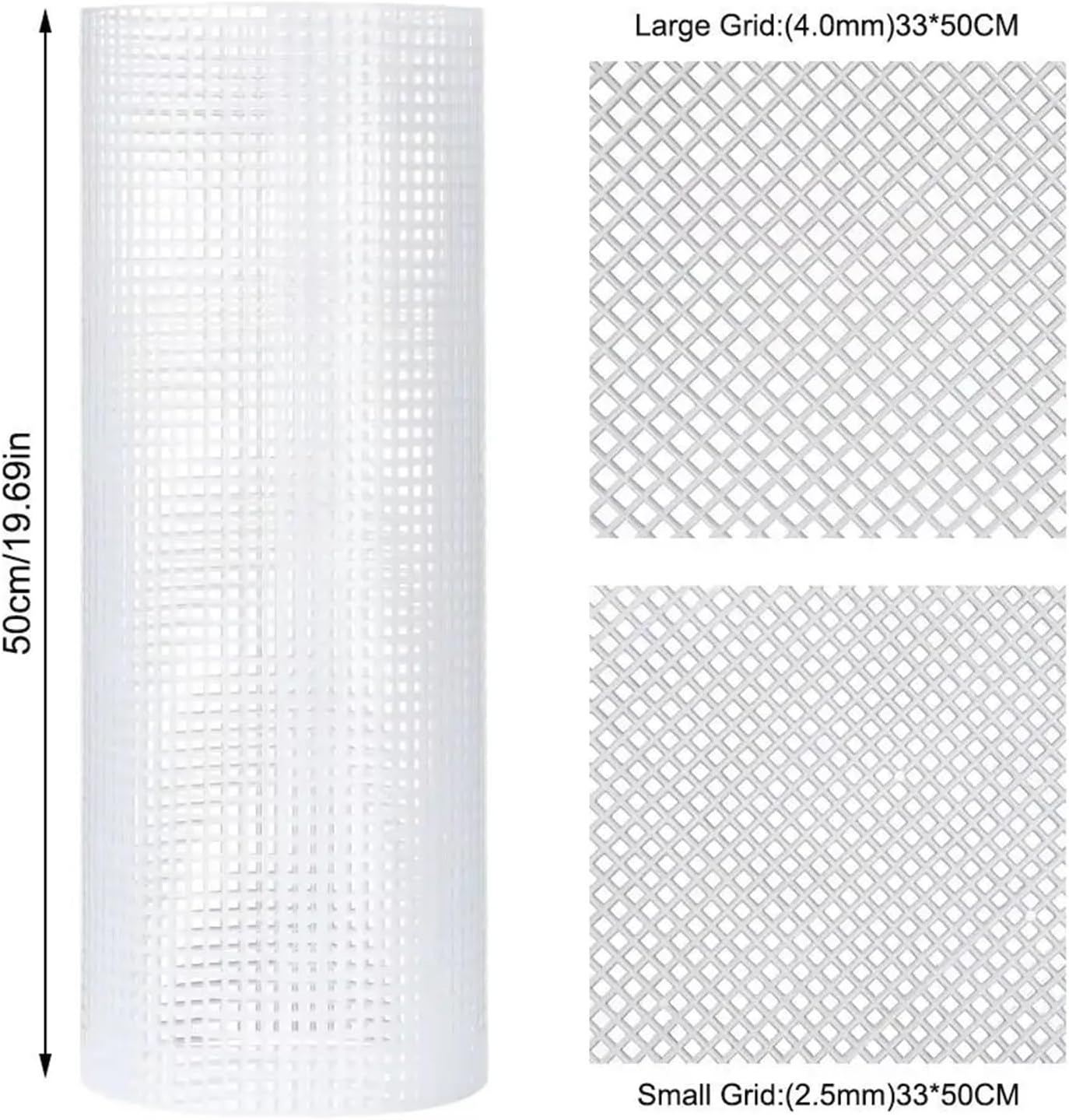 Plastic Hinge Dowel Inserts 4Pcs Handbag Accessories Plastic Bag Mesh Grid Durable 33x50CM Canvas Sheets Black White Acrylic Yarn Crafting Knit(White Large Grid)