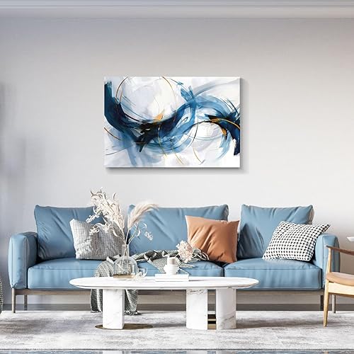 Miniatura 365 de Lienzo artístico para pared, pinturas de arte abstracto, fantasía azul, grafiti colorido sobre fondo blanco; decoración artística moderna para sala