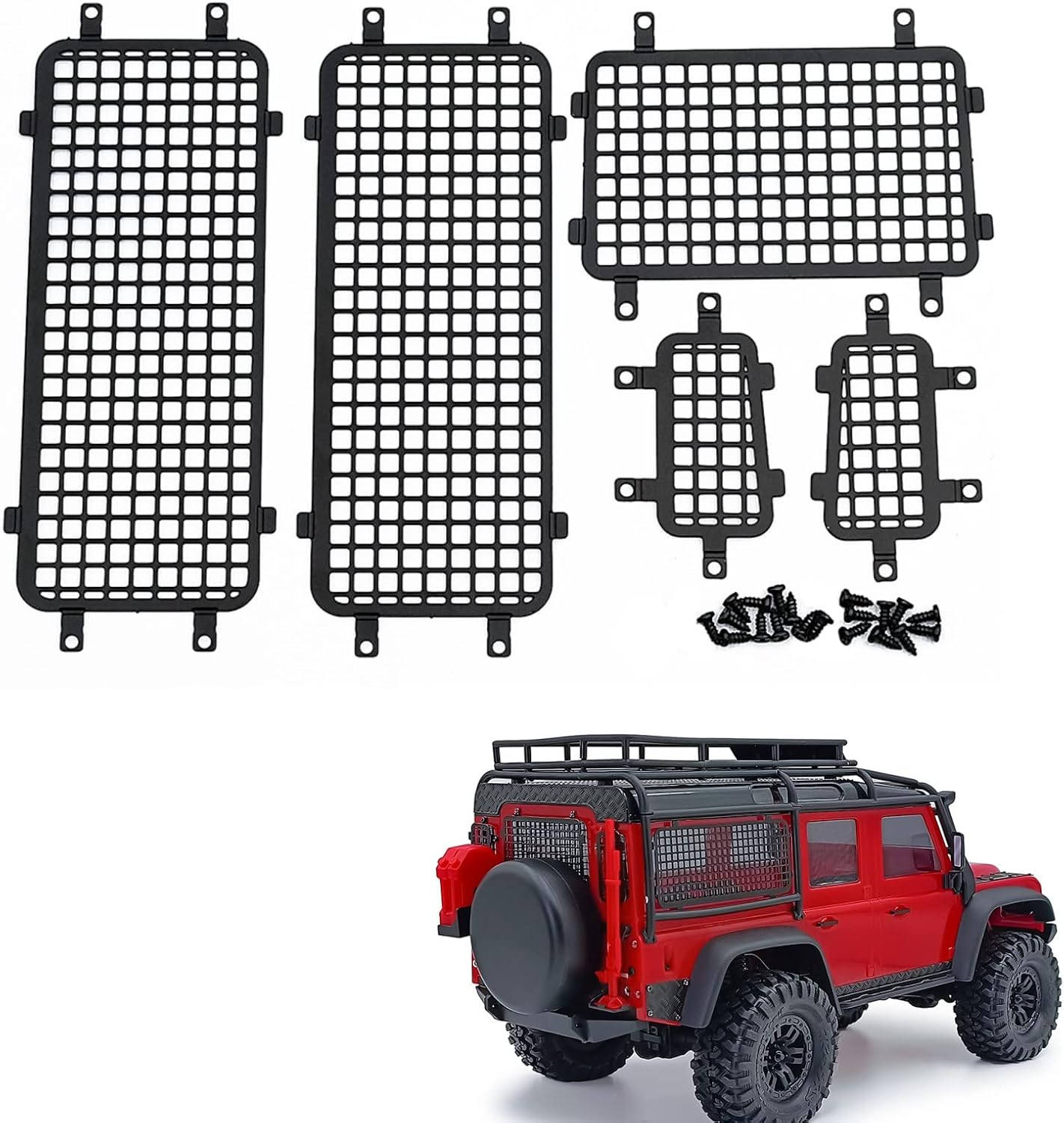 RCLions Stainless Steel RC Car Window Protection Net Mesh for TRX4M Defender 1/18 RC Crawler Car Upgrades