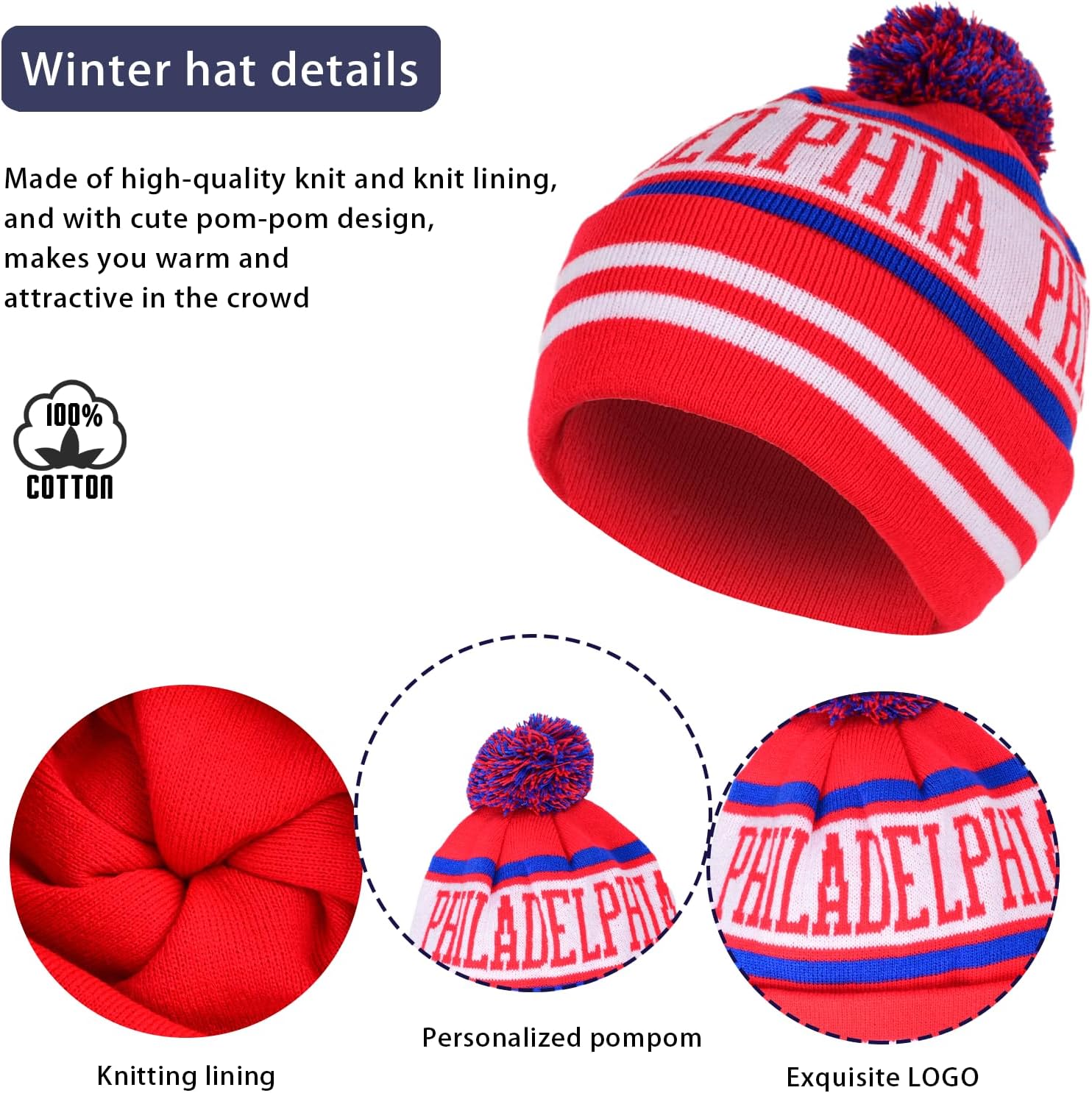 Vintage Classic Skull Cap Beanie Hat Cuffed Winter Hat Knit Comes with Warm Gloves Gifts for Unisex Fans - Image 2