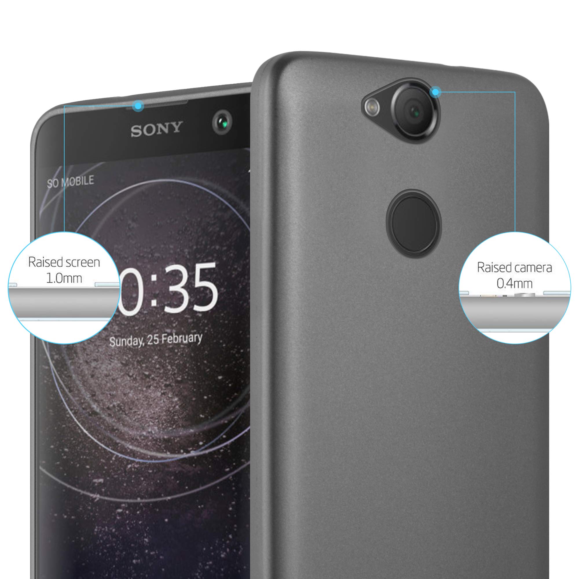 CADORABO Custodia Protettiva In Silicone TPU Flessibile Retro Copertina Sony Xperia Xa2 Frost Nero 85943187