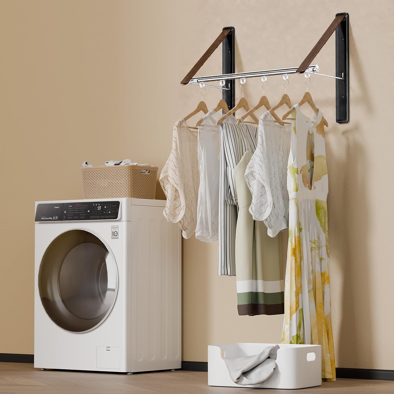 Folding Clothes Hanger Rack Wall mounted for Laundry Clothes Drying Rack image 2