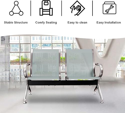 Miniatura 7 de Kinbor Sillas de espera para el aeropuerto, sillas de sala de espera, muebles, banco de espera, sillas de recepción con brazos
