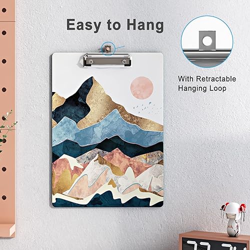 Miniatura 5 de Bonito portapapeles de madera con diseño decorativo A4 tamaño carta para oficina en el aula, tamaño estándar 9 x 12.5 pulgadas con clip de metal
