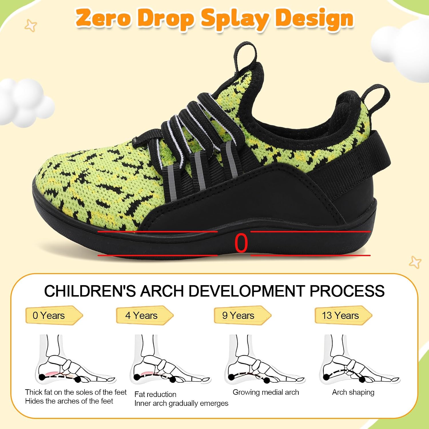 FEETCITY Toddler Shoes Girls Boys Wide Shoes Kids Barefoot Shoes Zero Drop Minimalist Sneakers Slip on Toddler Tennis Sneakers