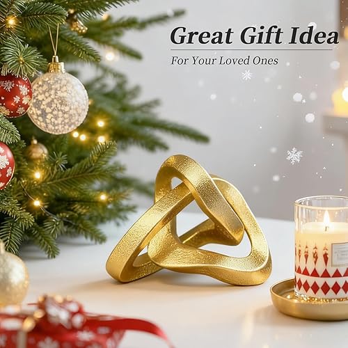 Miniatura 6 de MOYI Estatua de nudo dorado para decoración del hogar, escultura geométrica multiángulo, decoración moderna de acento dorado para sala de estar,