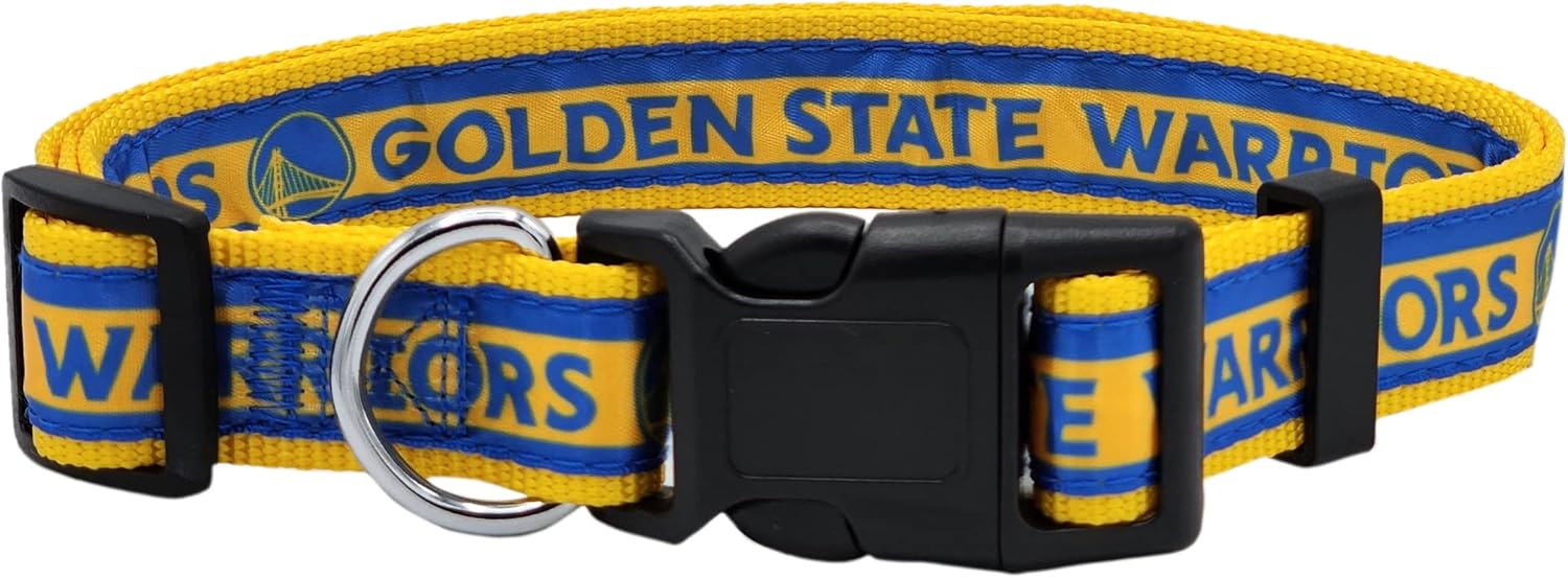 NBA GOLDEN STATE WARRIORS Dog Collar, Size Medium. Best Pet Collar for all Sports Fans