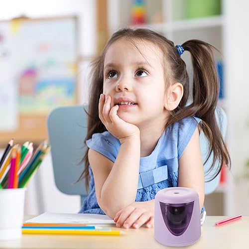 Miniatura 5 de Cortador de lápices eléctrico, sacapuntas eléctrico, sacapuntas automático, funciona con pilas, cortador de lápices de manos, sacapuntas con bandeja