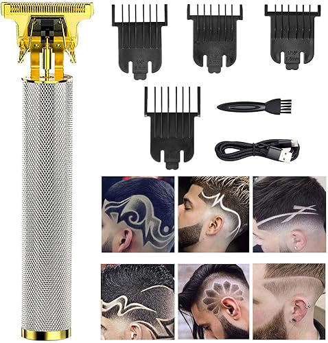 Miniatura 66 de Cortadora de pelo profesional para hombres y mujeres, inalámbrica, recargable, recortadora de pelo, kit de aseo de corte de cuerpo de metal, Cabeza