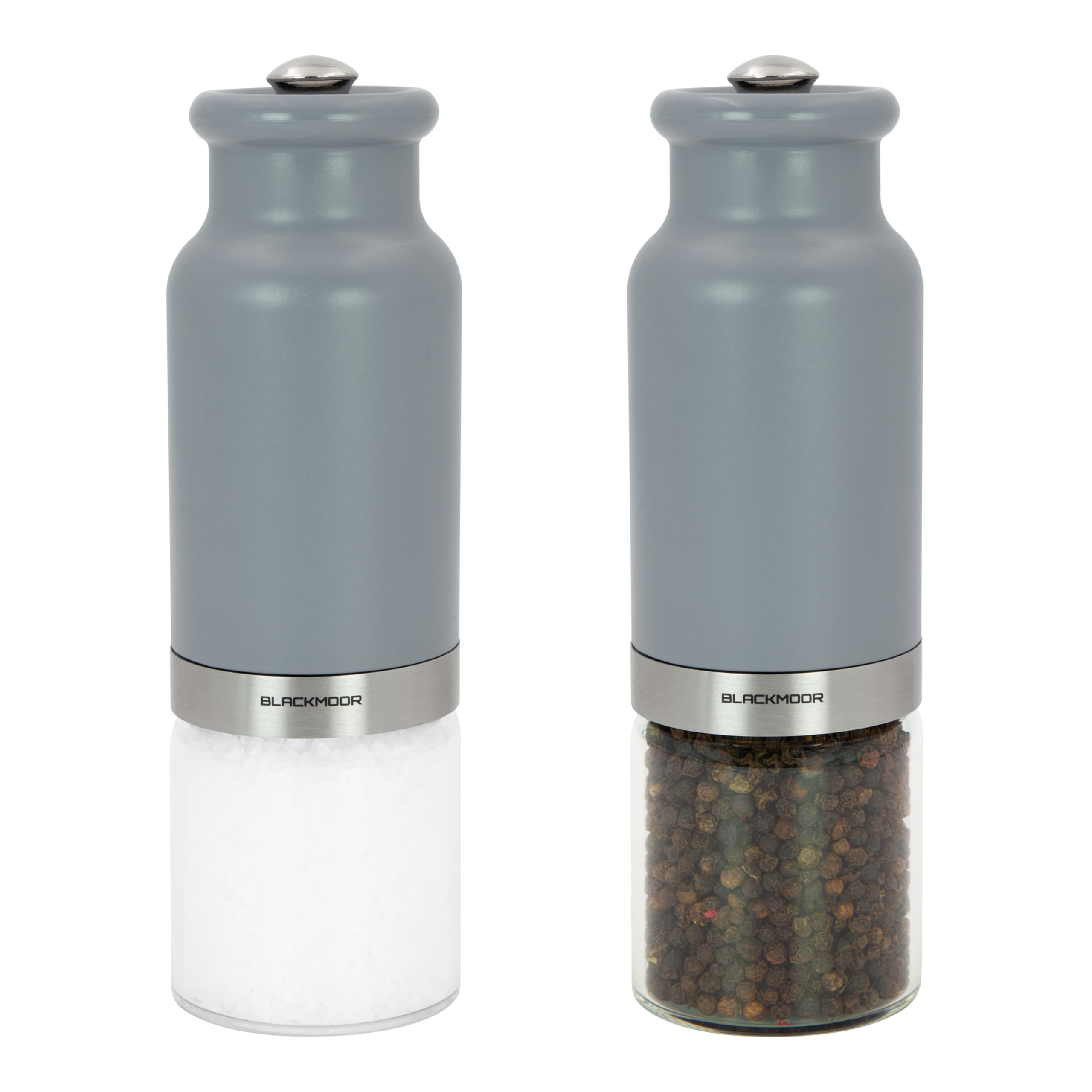 Gravity Electric Salt and Pepper Grinder Set/Battery Operated/Automatic Operation, Tilt to Start/Adjustable Coarseness/Sleek & Stylish Matt Grey Design
