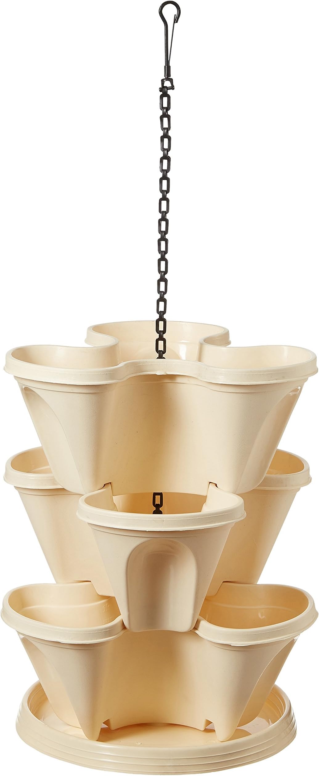 Gardens Need Plastic Stack-A-Pot Hanging Set (Cream, 5-Pieces)