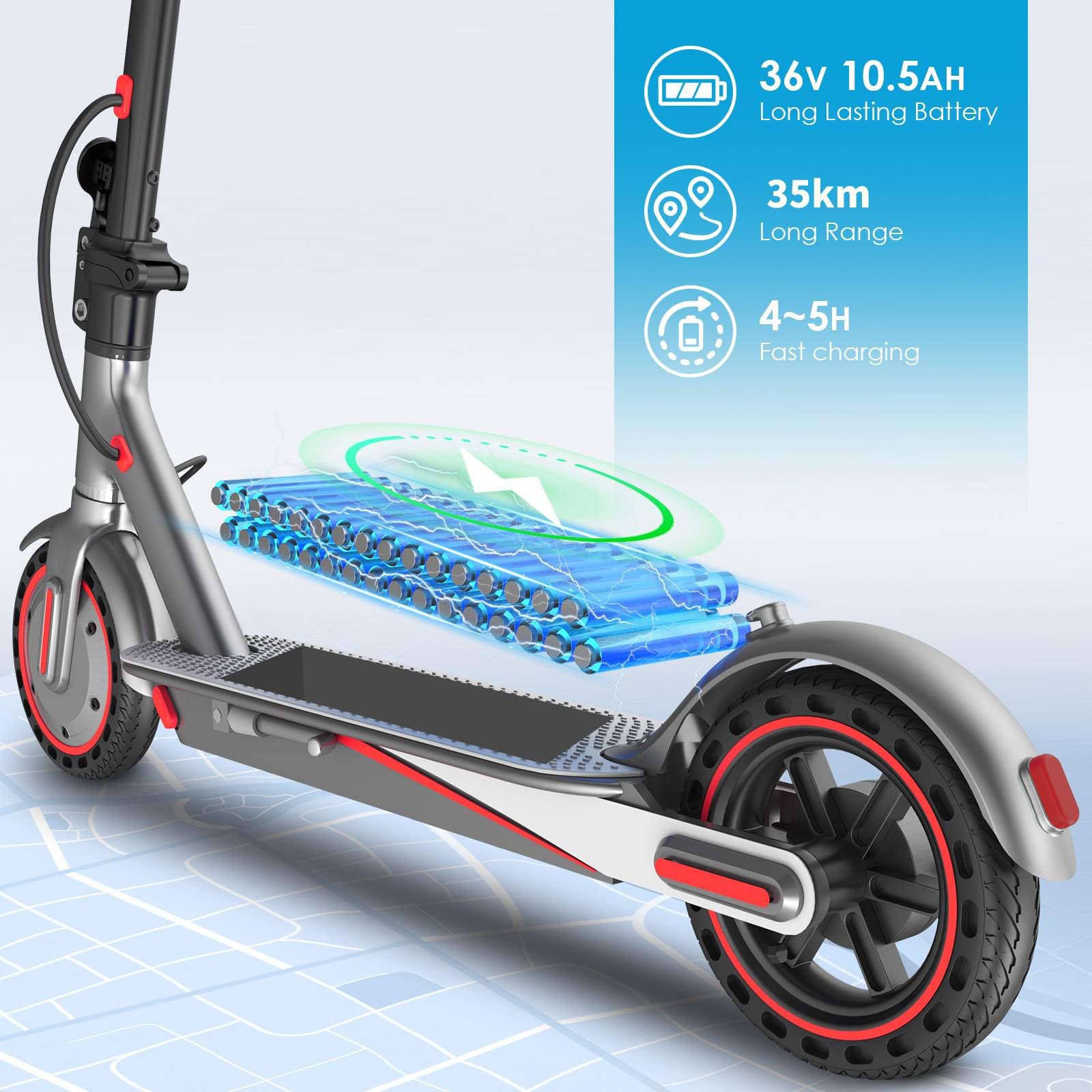 Monopattino Elettrico Adulto, Pneumatici da 8,5"/10'', Velocità Fino a 25 Km/h, 25/35/38/48Km di Autonomia, Carico massimo 120 kg, Monopattino Elettrico con Sistema di Controllo di Doppia frenata