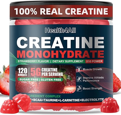 Health4All Gomitas de monohidrato de creatina 5G para hombres y mujeres, suplemento de preentrenamiento para energía y apoyo al crecimiento muscular