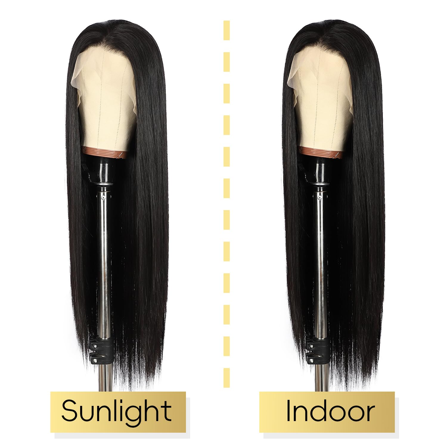 SOMIARIK 13x6 Lace Front Straight Synthetic Wigs for Women Natural Black Straight Lace Front Synthetic Wig Pre Plucked With Baby Hair Party Daily Wear Heat Resistant 26 Inch - Image 4