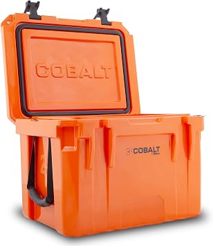 Cobalt 25 Quart Orange Roto-Molded Cooler with Accessory Kit
