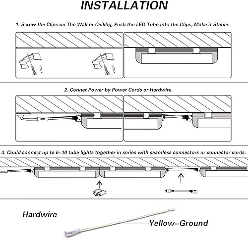 Miniatura 5 de Lámpara LED para tienda, 12 pulgadas, 5 W, 580 lm, cubierta esmerilada, 6500 K, tubo de luz integrado T5, salida alta, blanco más brillante, tubo de
