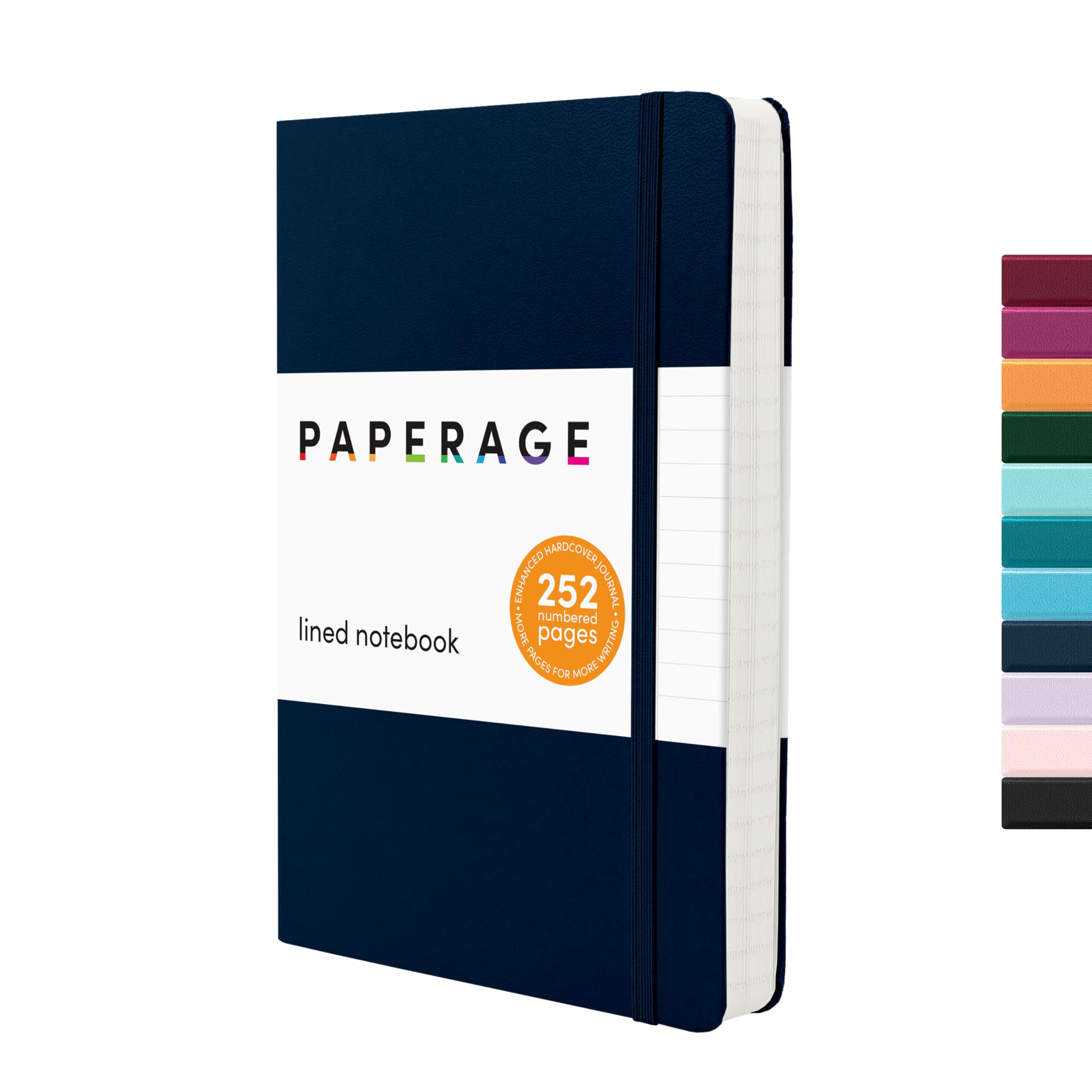 PAPERAGE Lined Journal Notebook, Hardcover Journal for Women &amp; Men, 252 Pages, (5.6 in x 8 in), College Ruled Journaling Notebook for Work, School Supplies &amp; Note Taking, (Navy)