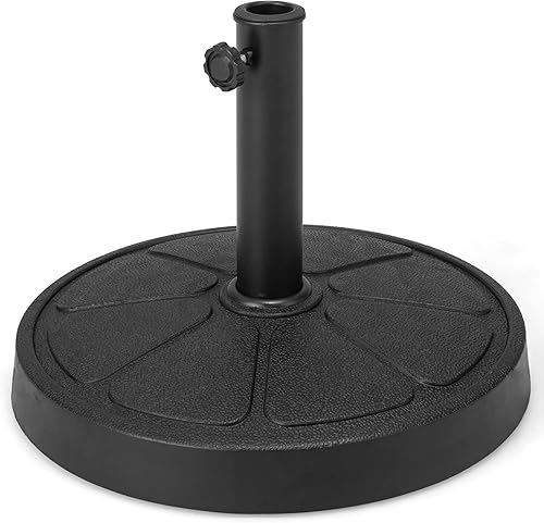 Giantex Base de sombrilla de patio de 31 libras, soporte redondo de 18 pulgadas para postes de paraguas de 1.5 a 1.9 pulgadas, base de resina