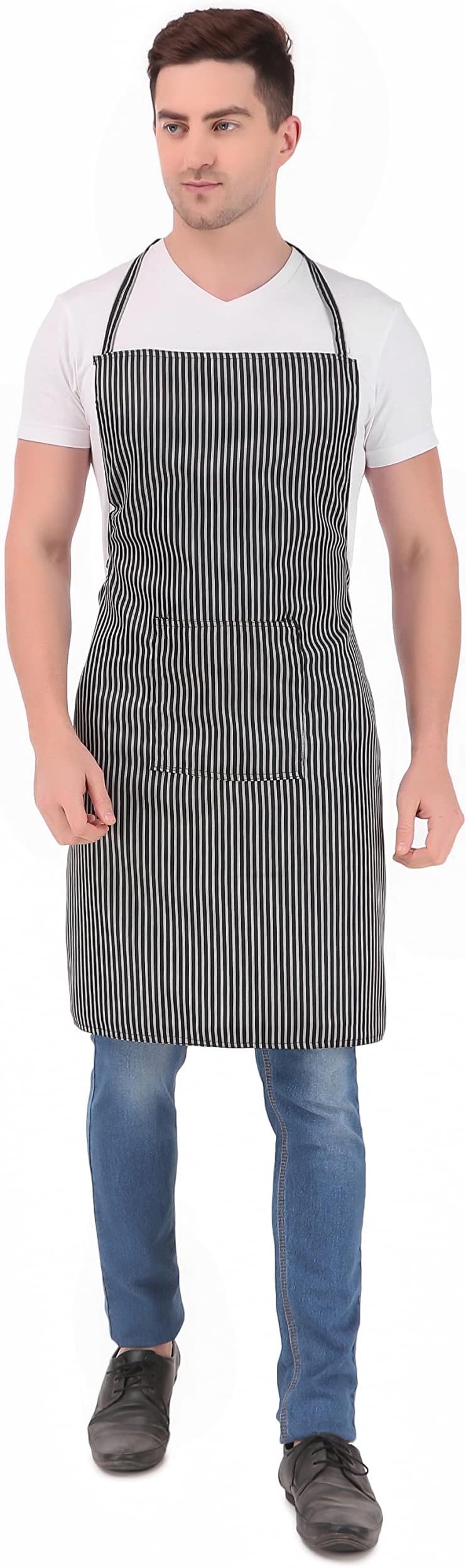 KODENIPR CLUB Men Women Hotel Cafe Restaurants Catering Cooking Kitchen Chef Apron (Grey-Stripe,(Pack of 2))