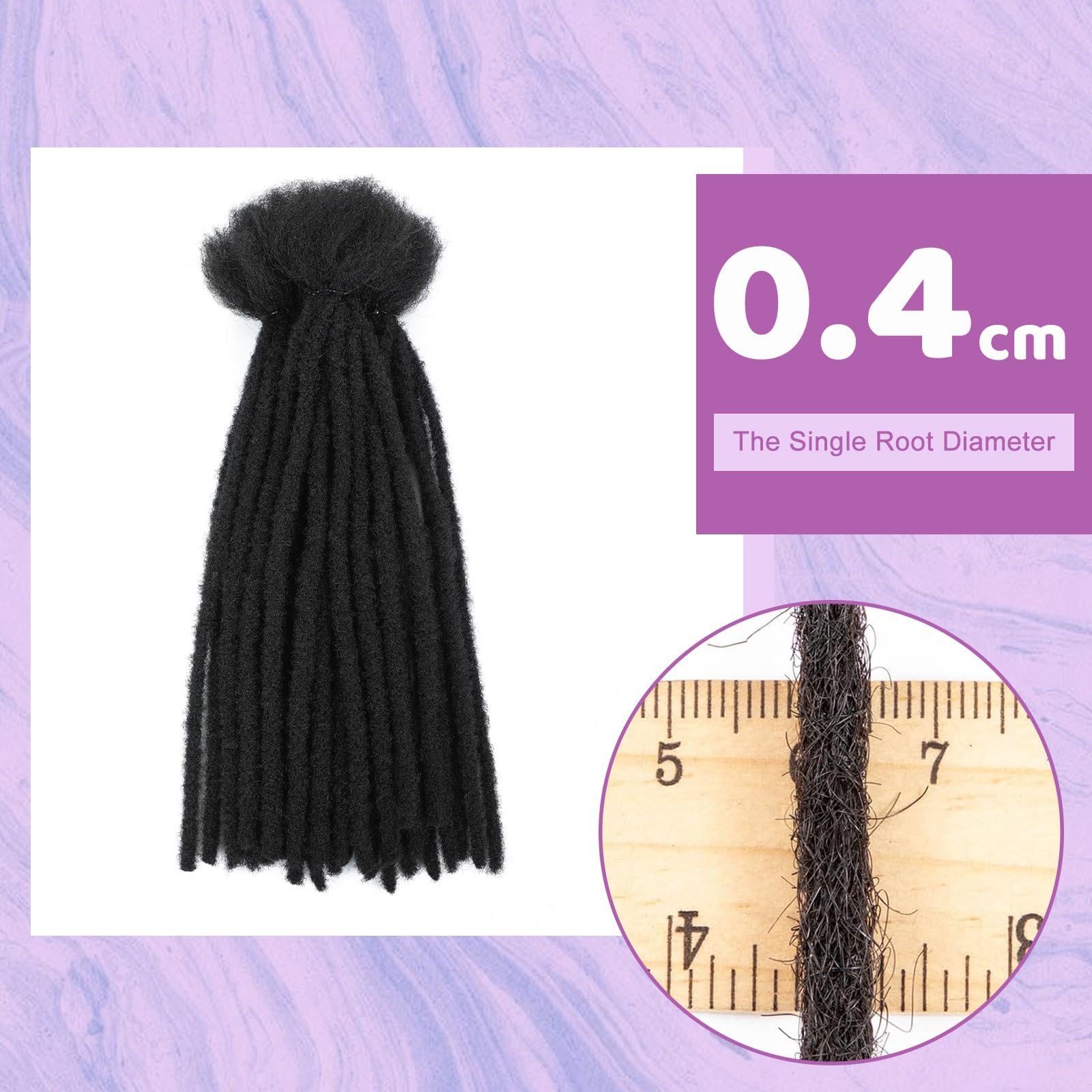 SHIHERESH Dreadlock Extensions Synthetic Hair 0.4cm Width 30 Strands Soft Dreads Extensions Dreads Loc Reggae Hippie Handmade Dreadlock Extensions for Women/Men(1B,12inch) - Image 4