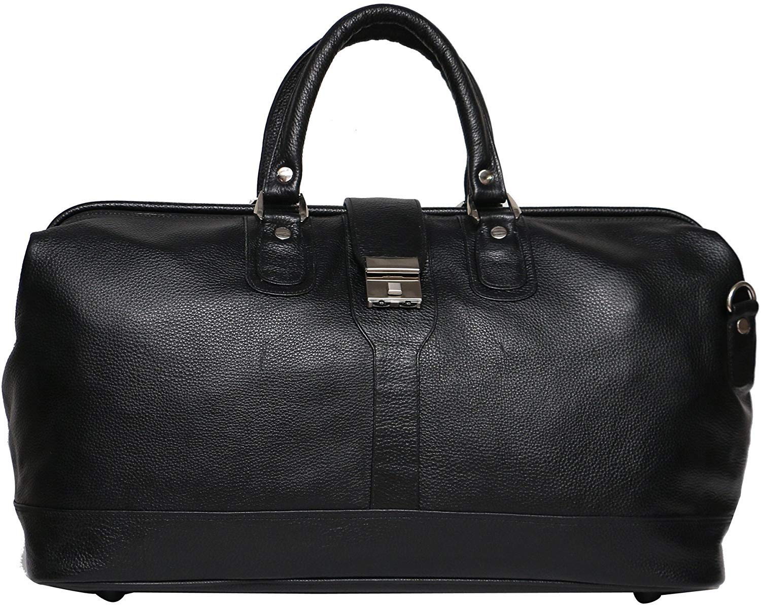 C Comfort Genuine Leather 22 Inch Small Travel Bag (Black)
