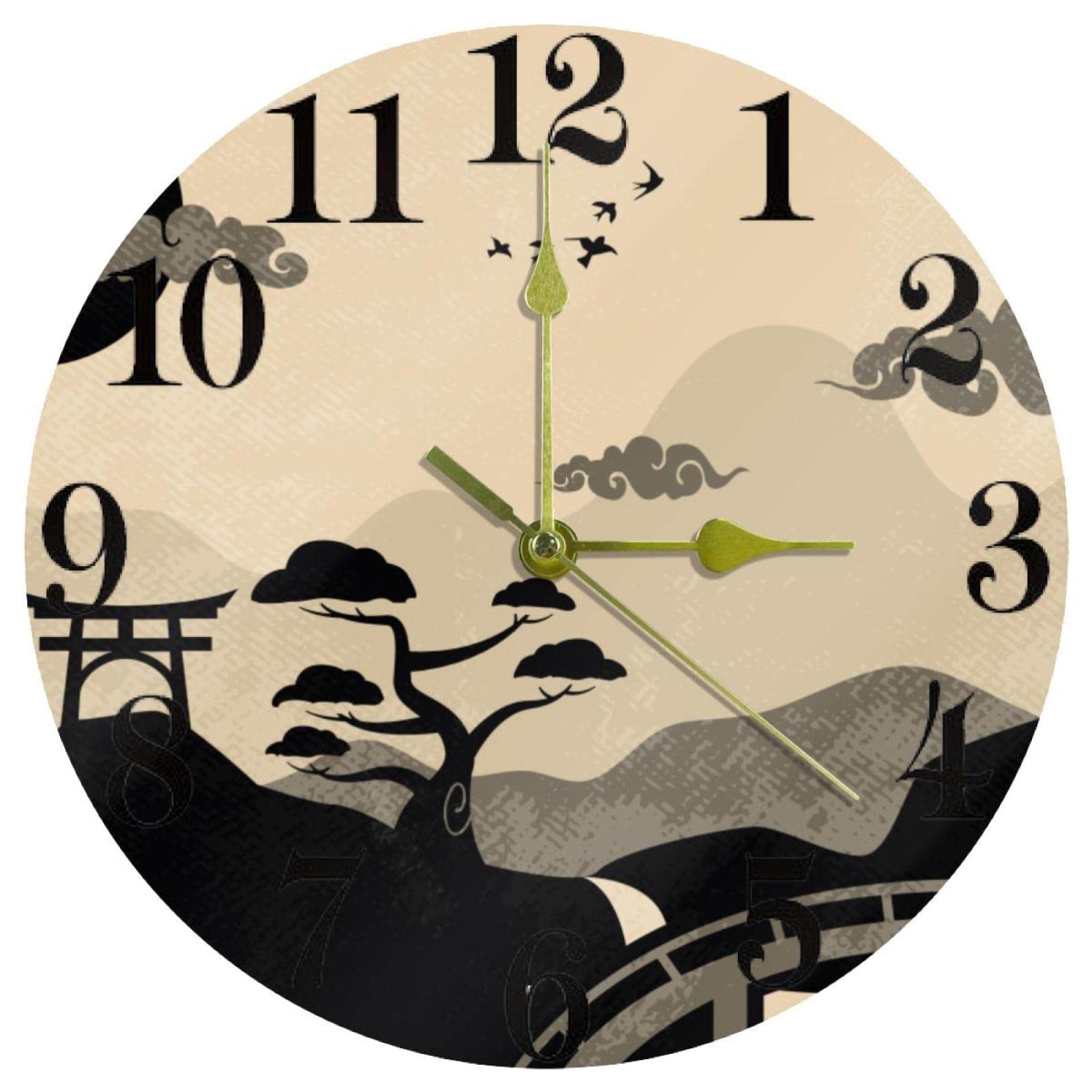 Horloge murale vintage silencieuse sans tic-tac ronde pour cuisine