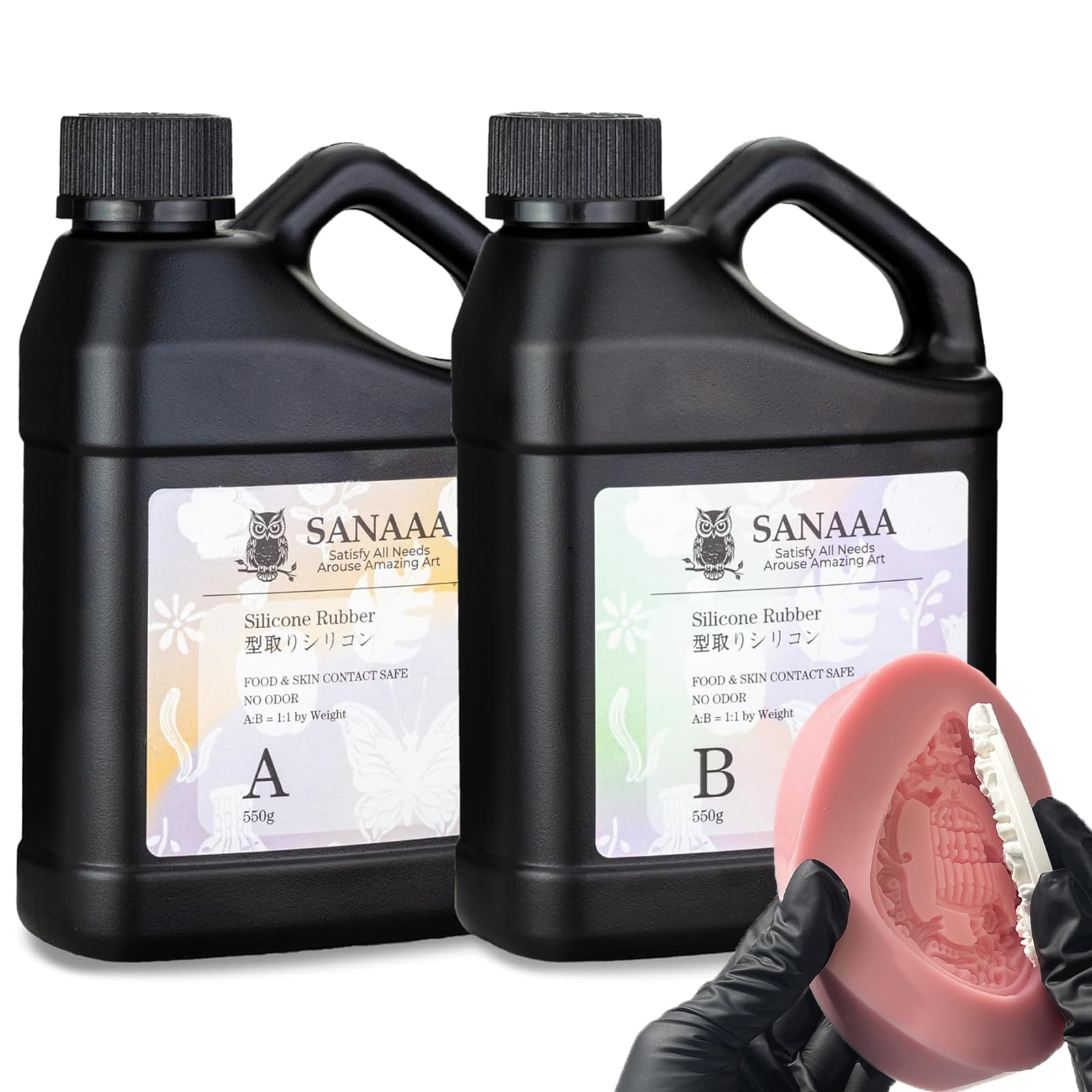 SANAAA RosaSilicona Líquida Goma de Silicona para Moldes 1:1, DIY, Fundición, Manualidades, Molde de Jabón (1100g)