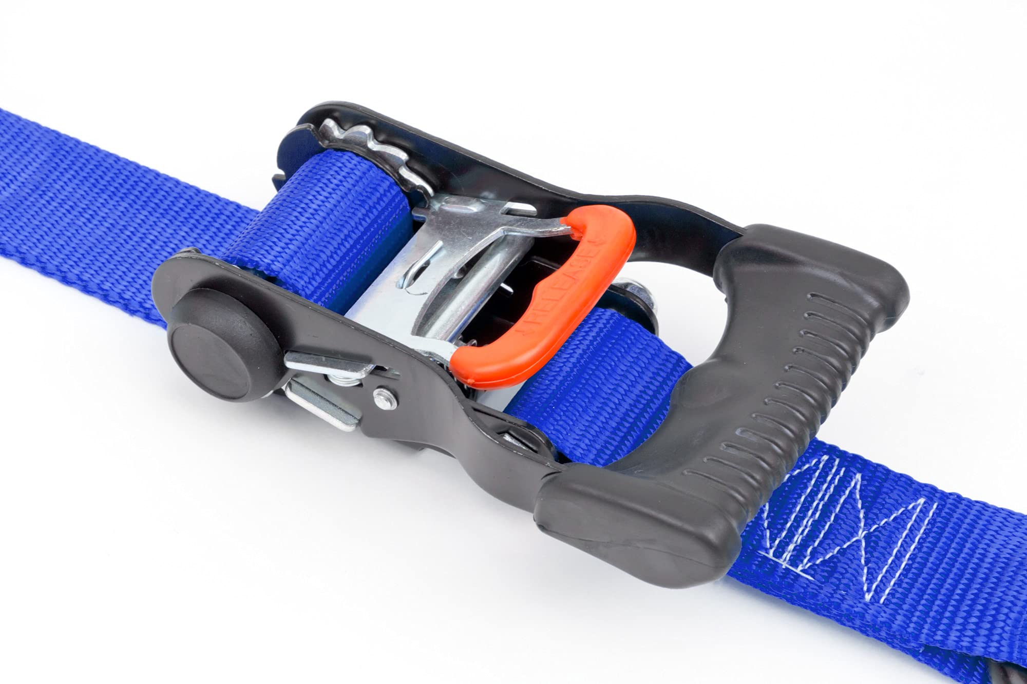 PowerTye Trinquete de Bloqueo ergonómico de 3,8 cm x 2 m, Hecho en Estados Unidos, amarres Suaves con Ganchos de pestillo Resistentes, Azul/Negro (par)
