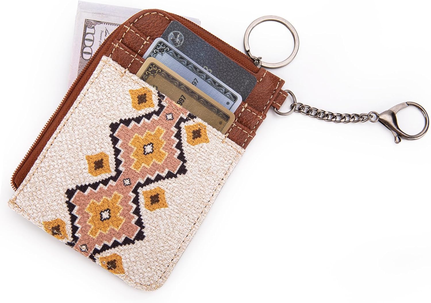 Montana West Wrangler Card Wallet for Women Boho Aztec Credit Card Holder with Zipper Pocket | Boho, Aztec, with Zipper Pocket, Boho, Aztec, with Zipper Pocket - Image 3