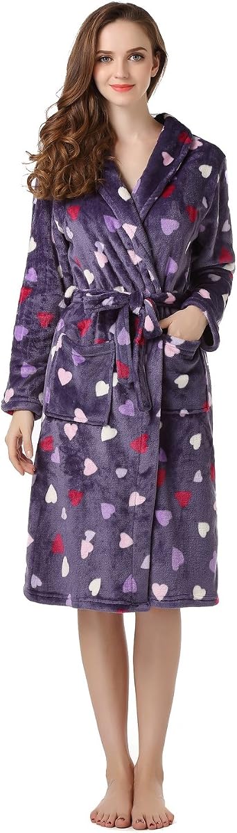 Richie House Womens Plush Soft Warm Bathrobe Robe Size S-XL