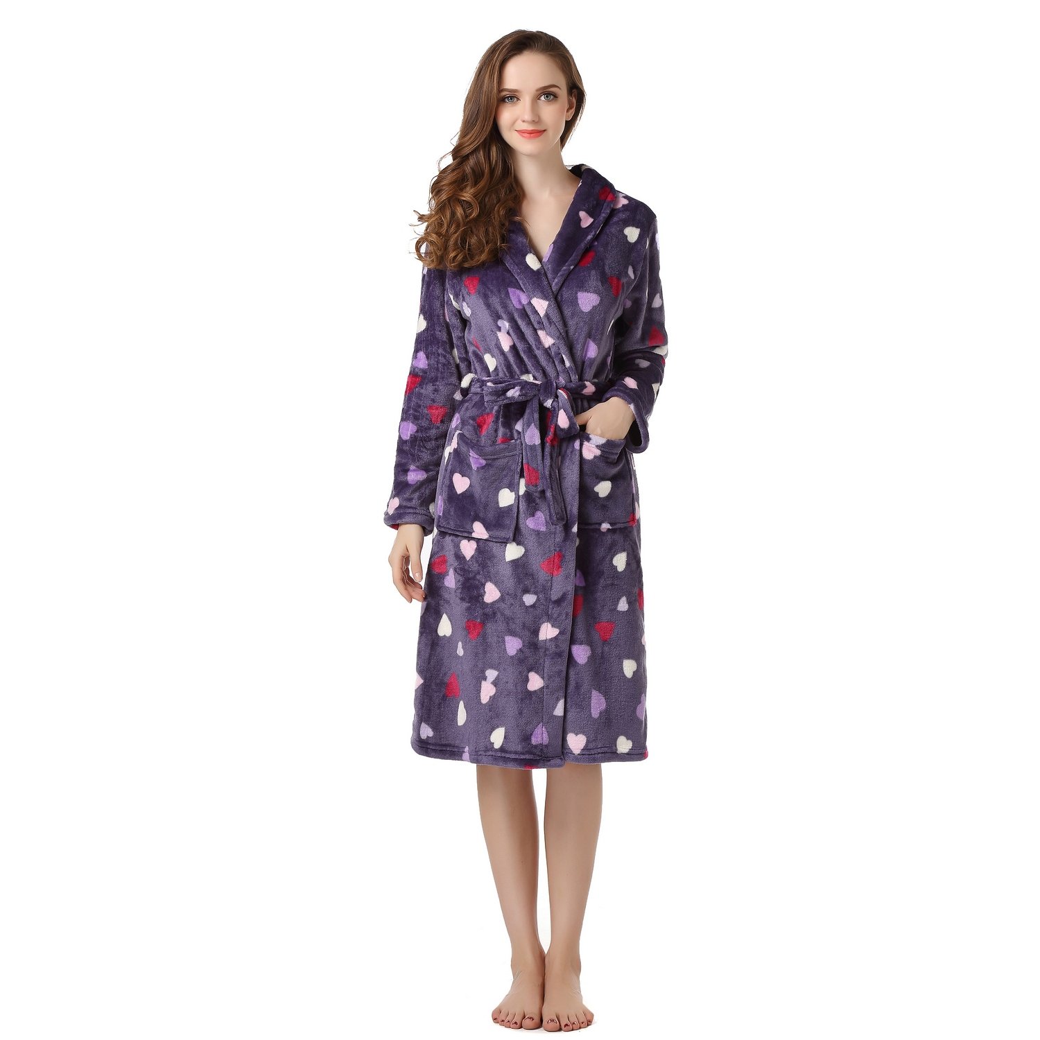 Richie House Womens Plush Soft Warm Bathrobe Robe Size S-XL