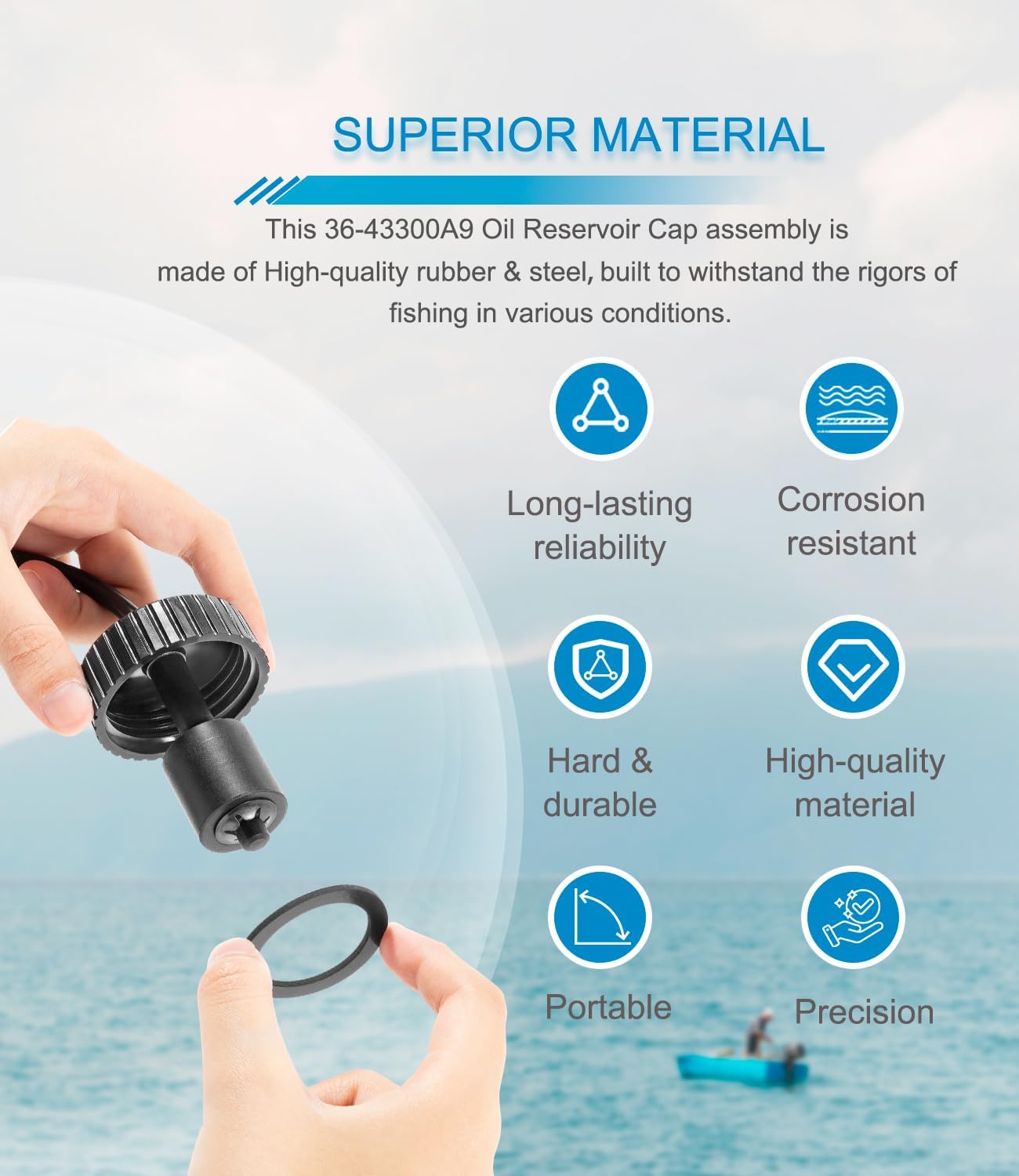 Oil Reservoir Cap Assembly Replacement for Mercury Quicksilver 105, 135, 140, 150, 175, 200, 225, 240 HP for SportJet XR2 XR4 XR6 V‑6#36-43300A9