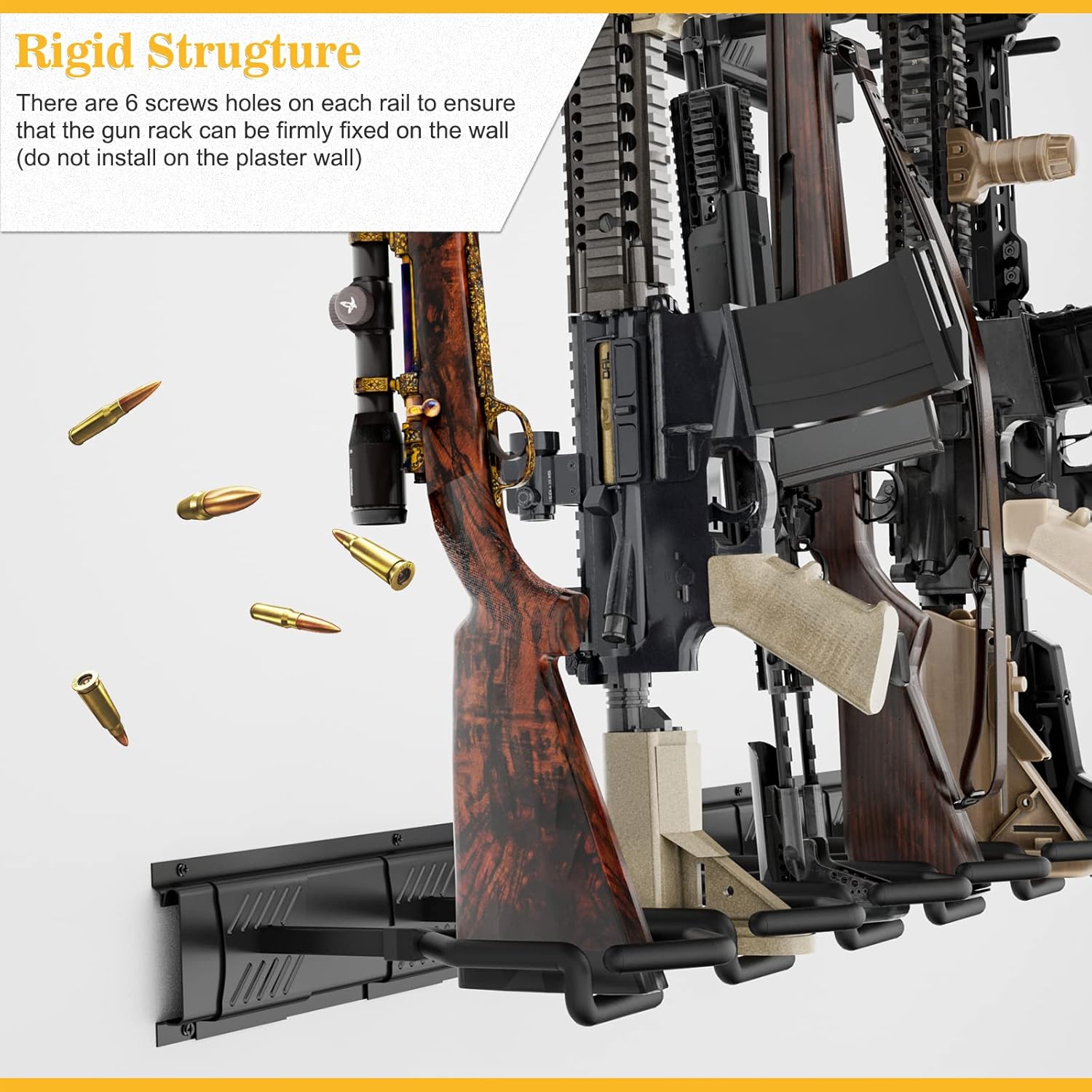 Nonkky Gun Rack, 3 Slots Adjustable Gun Racks for Wall, Heavy Duty Steel Indoor Gun Racks Holds up to 150 Lbs, Rifle Rack Display Stand with Soft Padding : Sports & Outdoors