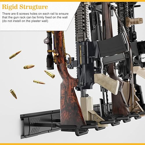 Miniatura 8 de Gun Rack, Adjustable Gun Racks for Wall, Heavy Duty Steel Indoor Gun Racks Holds up to 150 Lbs, Rifle Rack Display Stand with Soft Padding