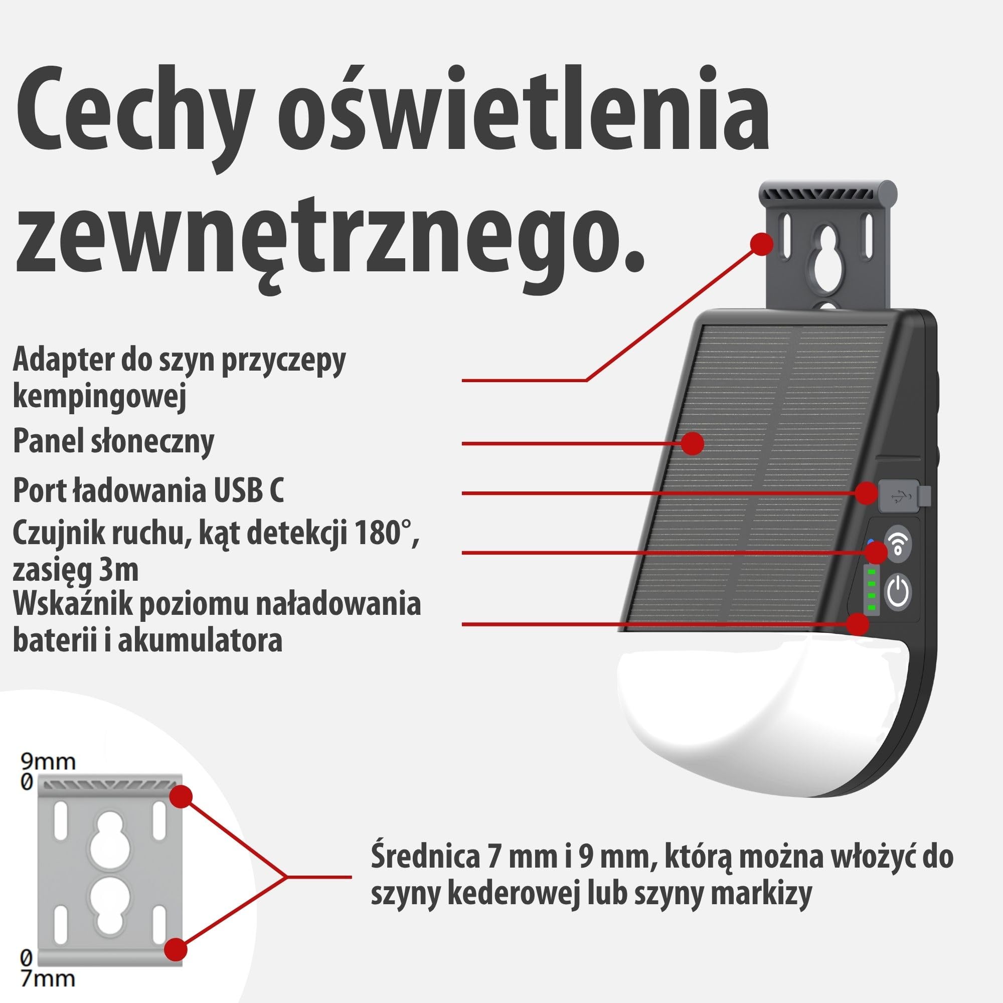 Brennenstuhl Lampa zewnętrzna LED na akumulator solarny KL 300 AS (250lm, kinkiet z czujnikiem ruchu, IP54, maks. czas świecenia 20 godz., adapter do szyny montażowej np. w przyczepie kempingowej)